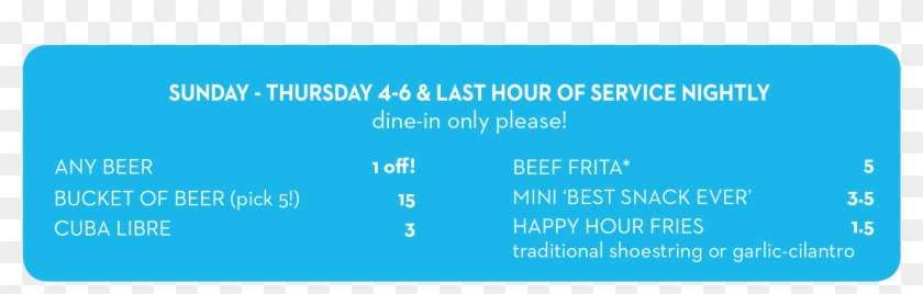 Frita Happy Hour Menu - Electric Blue Clipart