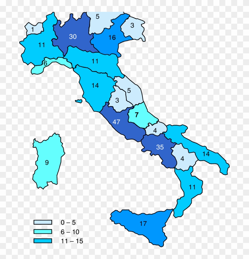 Geographic Distribution Of Nuclear Medicine Departments - Italia Silhouette Clipart #2795942