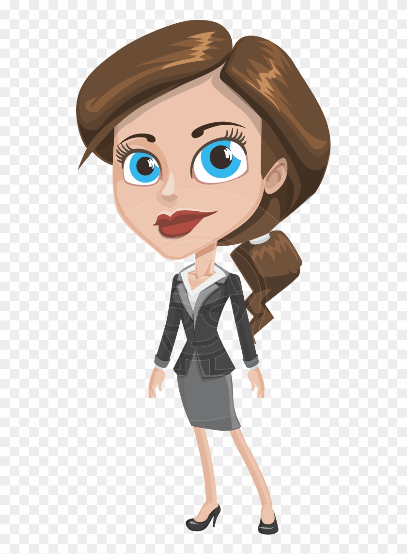 An Attractive Business Woman Prepared As A Fully Functional - Cartoon Office Lady Clipart