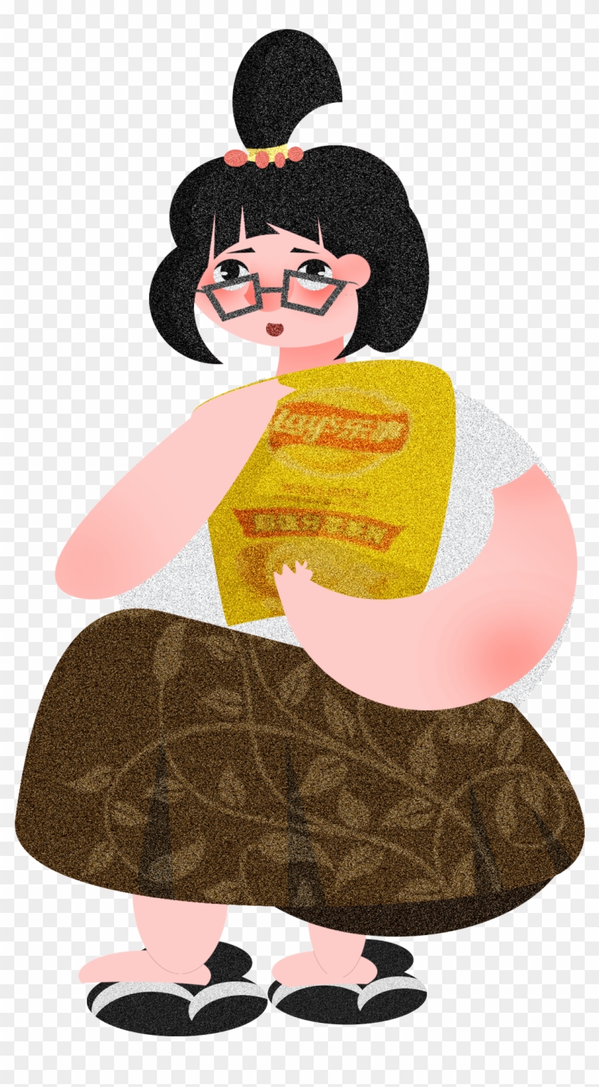 Cartoon Hand Painted Illustration Fat House Png And - Potato Chip Clipart