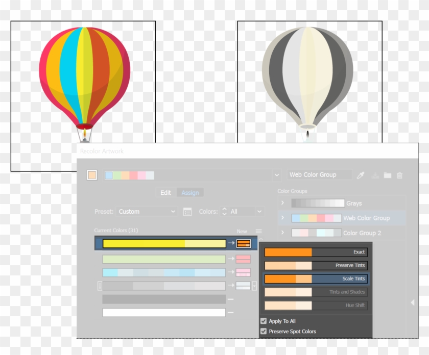 Change Color Of Png In Illustrator - Hot Air Balloon Clipart #2799902