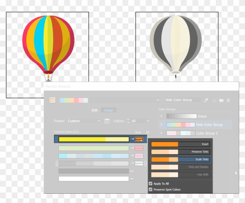 Change Color Of Png In Illustrator - Hot Air Balloon Clipart