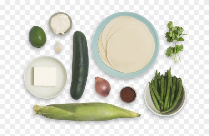 Corn & Green Bean Empanadas With Cucumber Salad & Creamy Clipart #280975