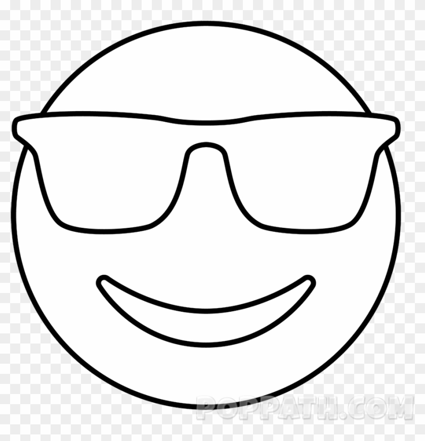 How To Draw A Sunglasses Pop Path - Dibujar Caras De Emojis Clipart #283034