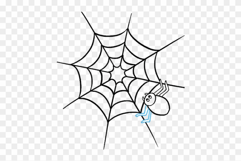 Drawn Spider Web Illustration Png - Spider Web Drawing Clipart #283511