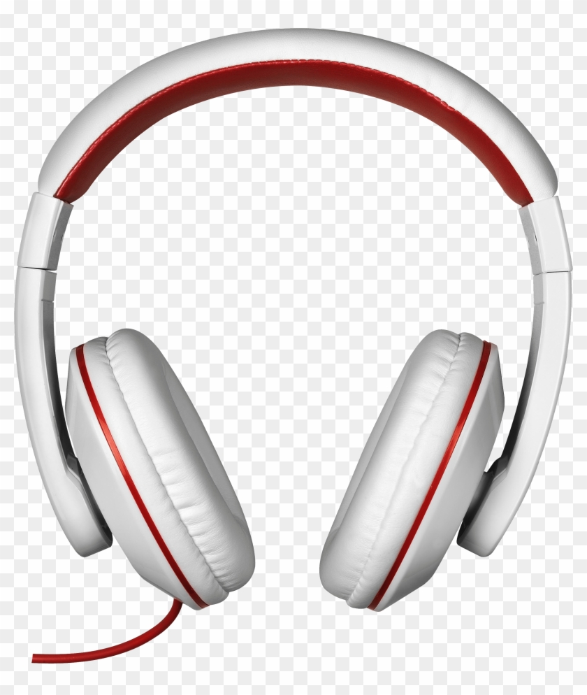 Red White Headphones - Headphones Png Clipart