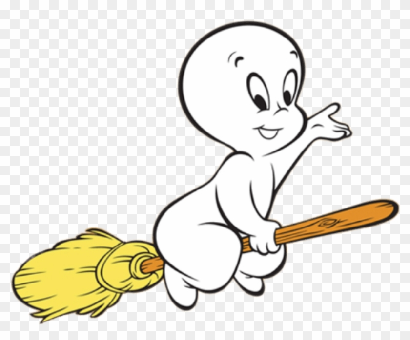 Casper Flying On A Broom - Casper The Friendly Ghost Png Clipart