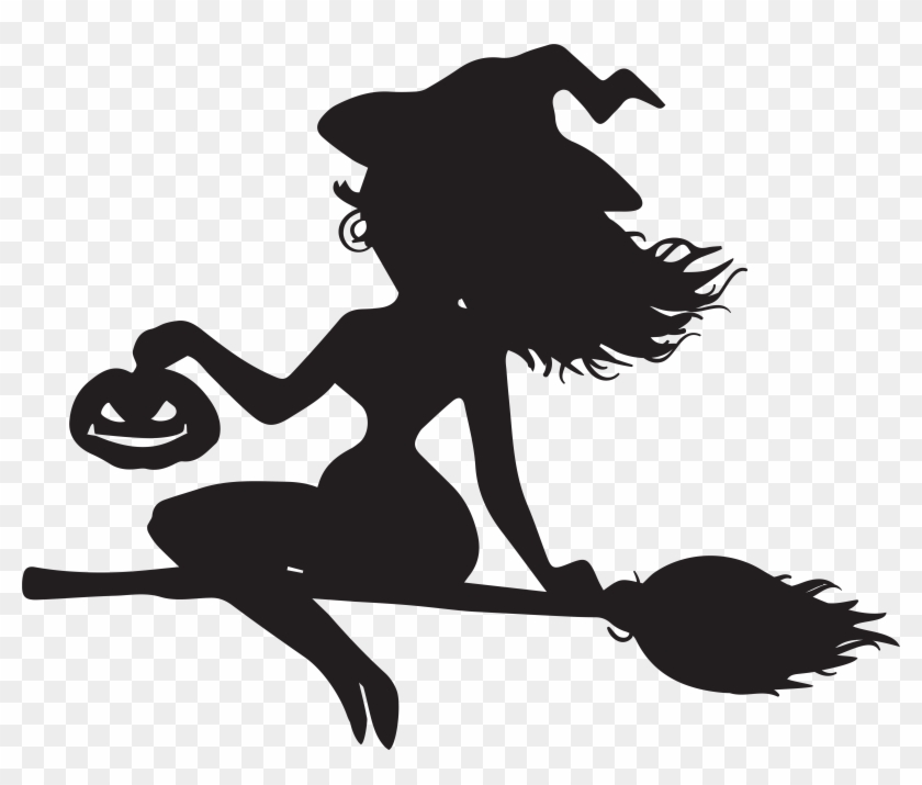 Witch On Broom Silhouette Png Clip Art Transparent Png