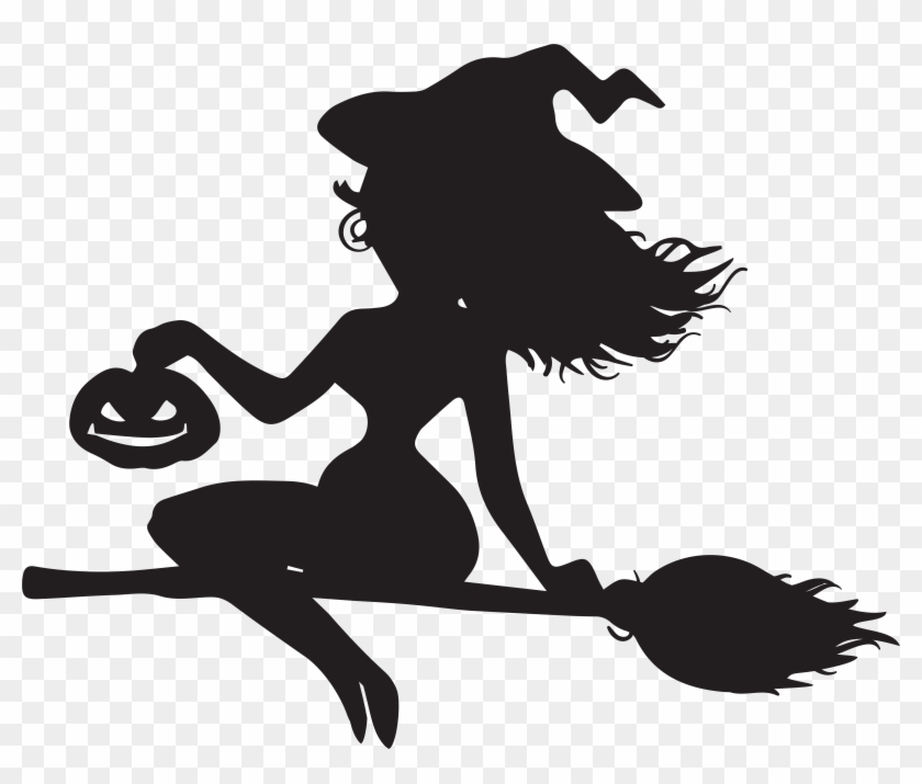 Witch On Broom Silhouette Png Clip Art Transparent Png #286080