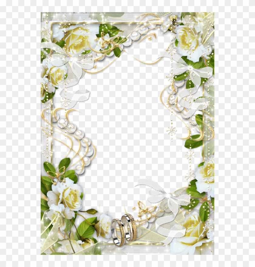 Beautiful Transparent Soft White Wedding Photo Frame - Wedding Frame Floral Png Clipart #287787