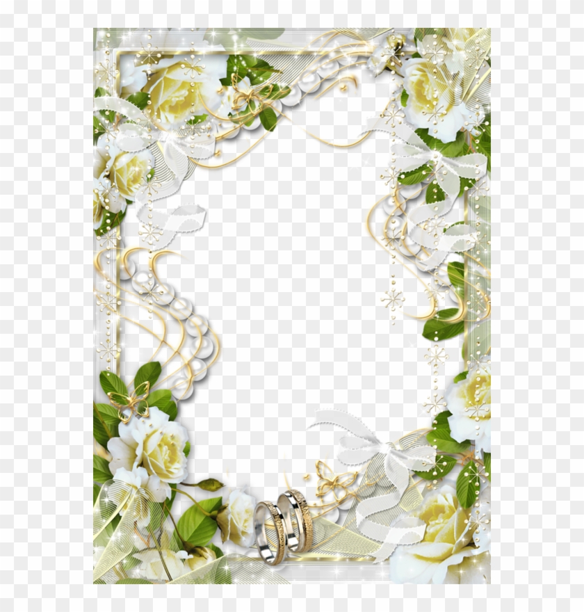 Beautiful Transparent Soft White Wedding Photo Frame - Wedding Frame Floral Png Clipart