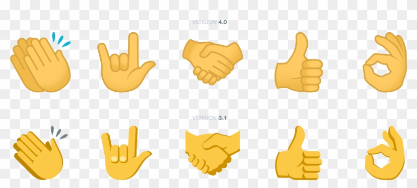 A Comparison Of Hand Emoji Across Emojione Versions - Love You Emoji Hand Clipart #288301