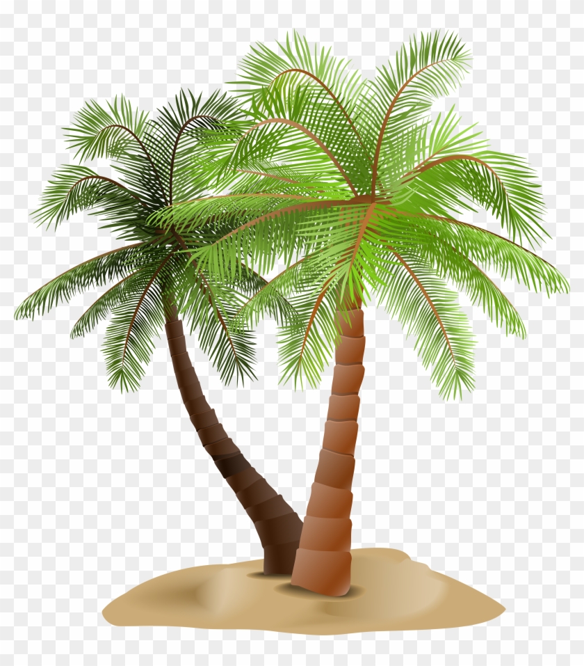 Palms In Sand Transparent Png Clip Art Image - Palm Trees With Sand Png #288319