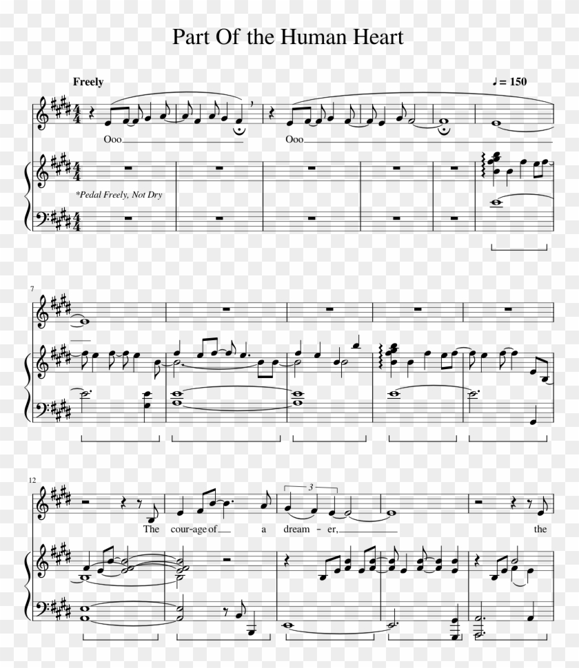 Part Of The Human Heart Sheet Music For Piano, Voice - Paris Chainsmokers Sheet Music Clipart