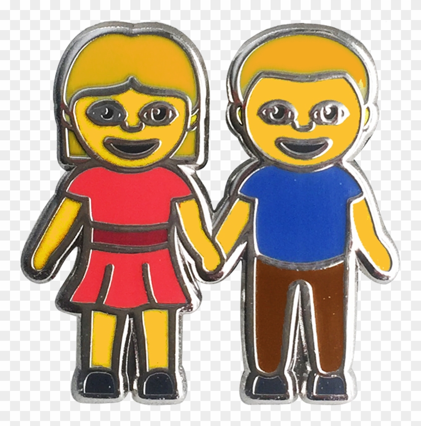 Couple Holding Hands Emoji Pin - Cartoon Clipart