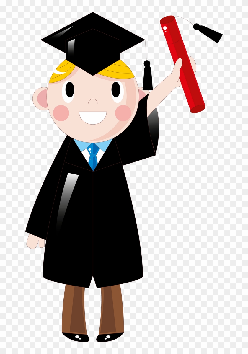 Flying Graduation Caps Clip Art - Cartoon Student - Png Download