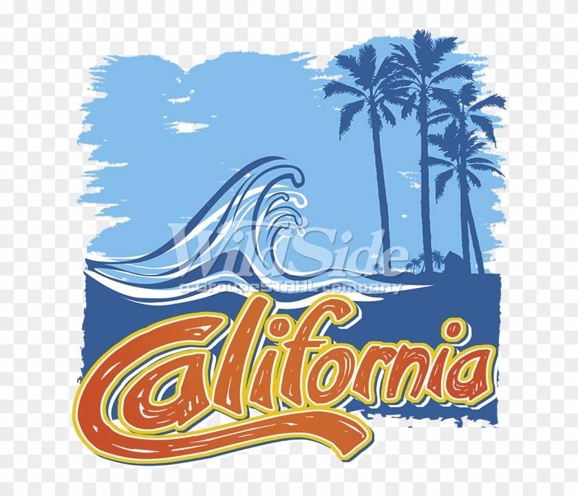 California Waves & Palms - Palm Tree Silhouette Clip Art - Png Download