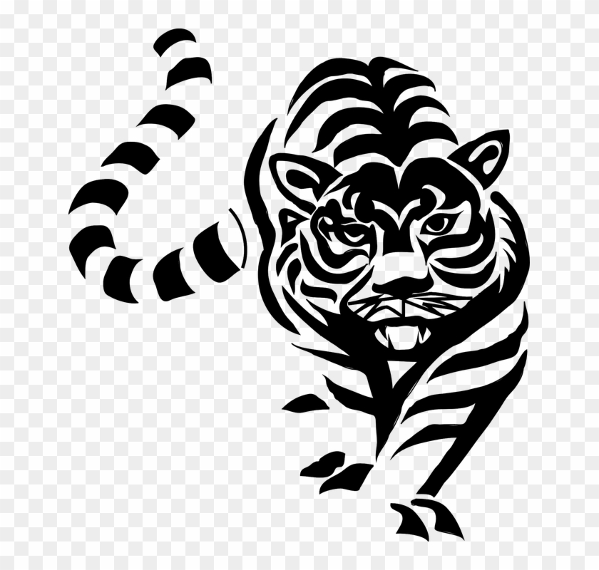 Tiger Clipart Black And White - Png Download