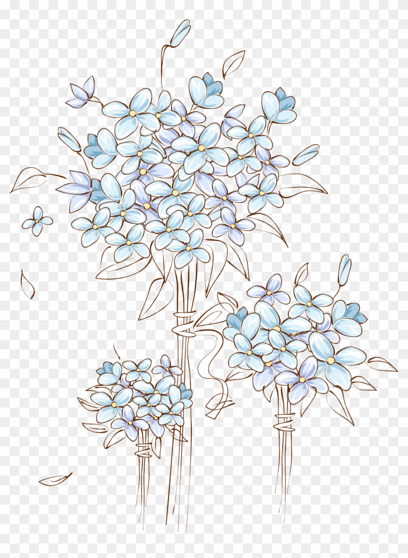 Flower Door Decorations Painted Hand Computer File - Blue Hydrangea Vector Png Clipart #2806104