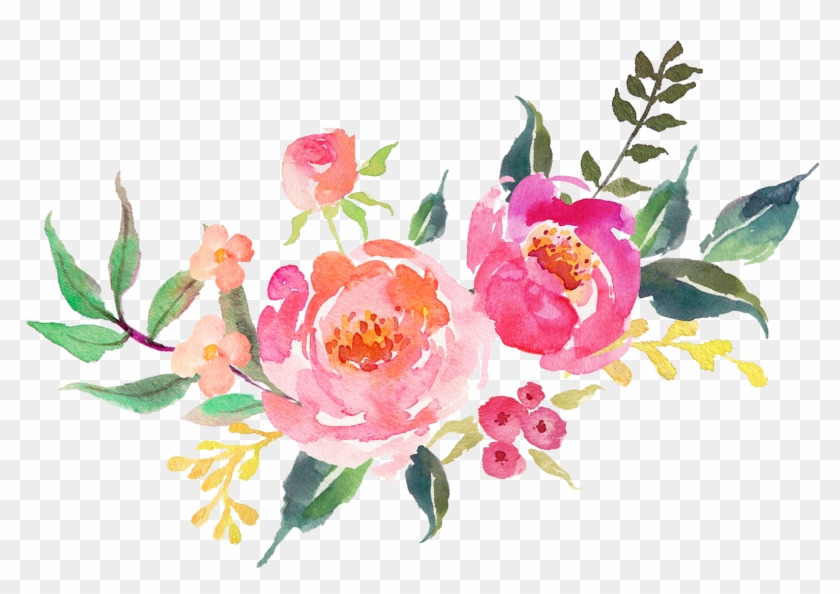 S > 1024x739, Selected Photo, Border Of Pink And White - Aquarelle Flower Frame Png Clipart