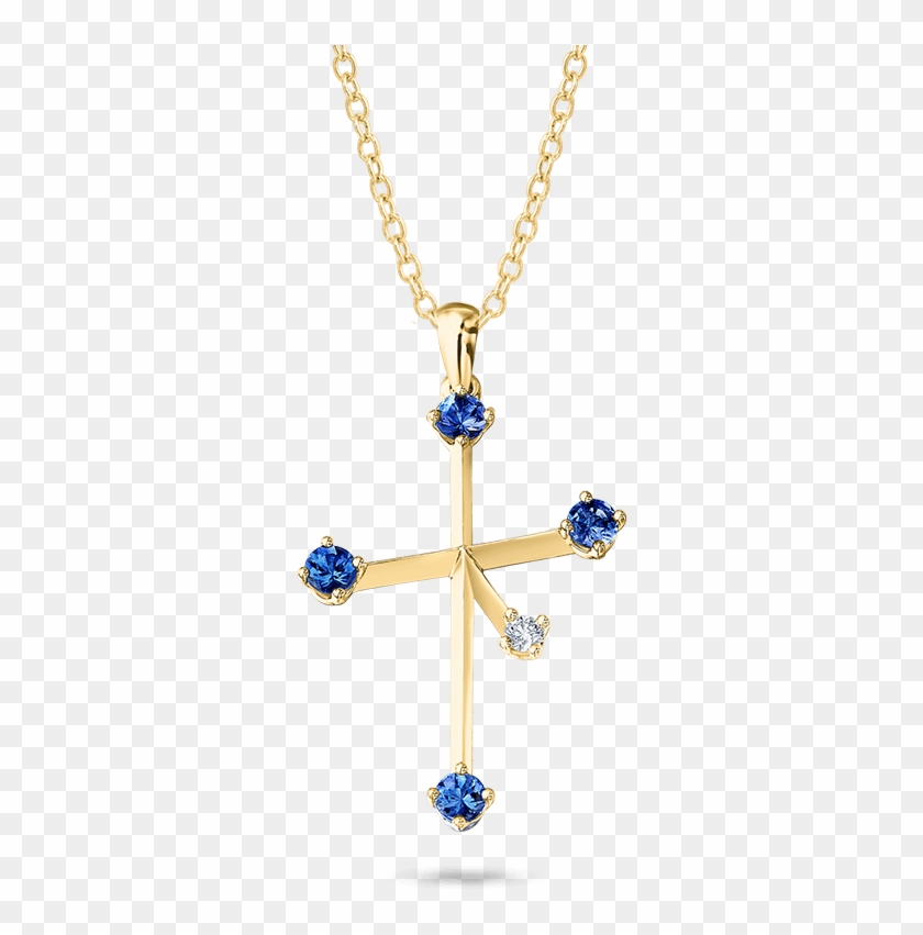 Southern Cross Diamond And Tanzanite Pendant Yellow - Southern Cross Diamond Tanzanite Clipart #2807345