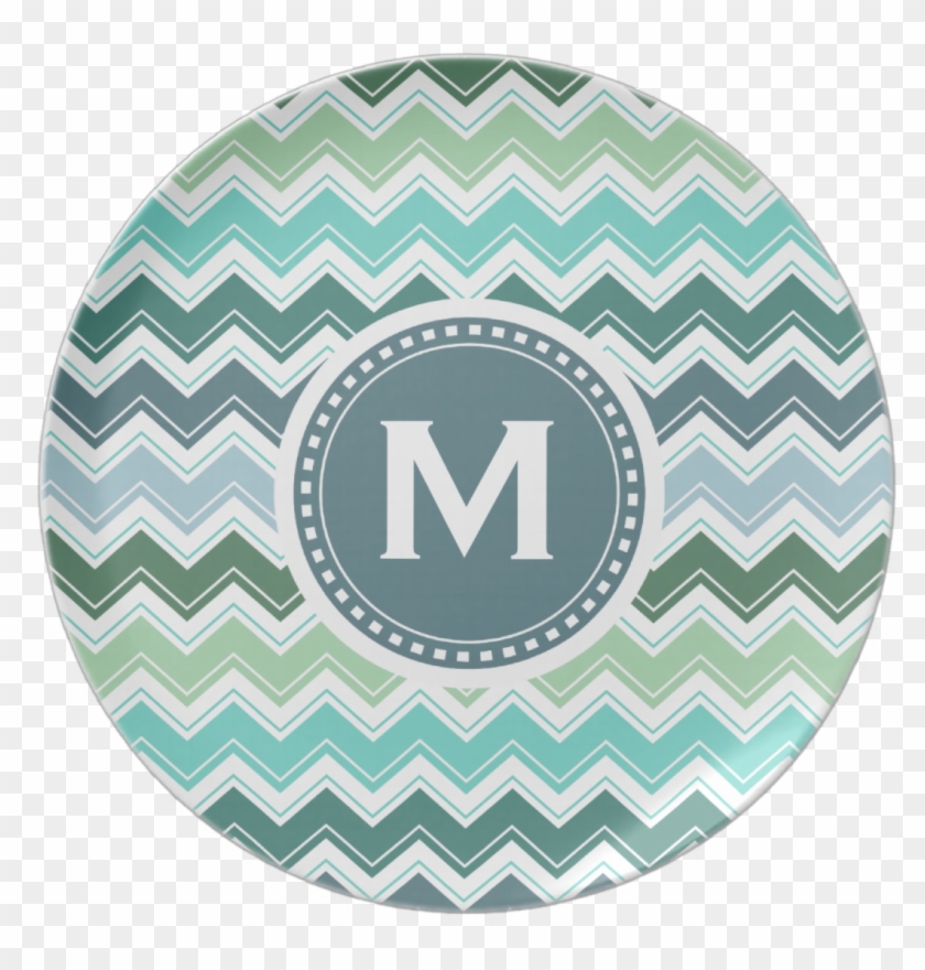 Elegant Shades Of Green Monogrammed Chevron Pattern - Jack Skellington Clipart
