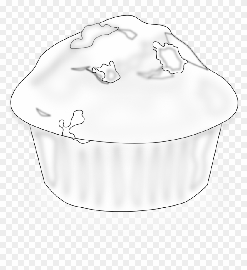 Blueberry Muffin Muffin Black White Line Art 999px - Muffin Clipart