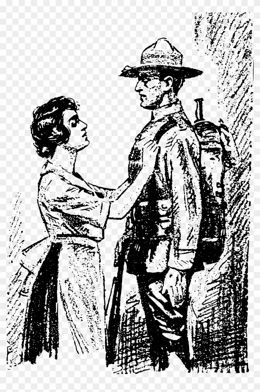 Soldier And Wife Drawing Clipart #2812279