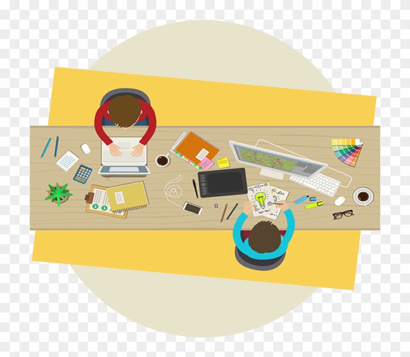Graphic Of People Sitting At Table Working - Graphic Design Clipart #2814567