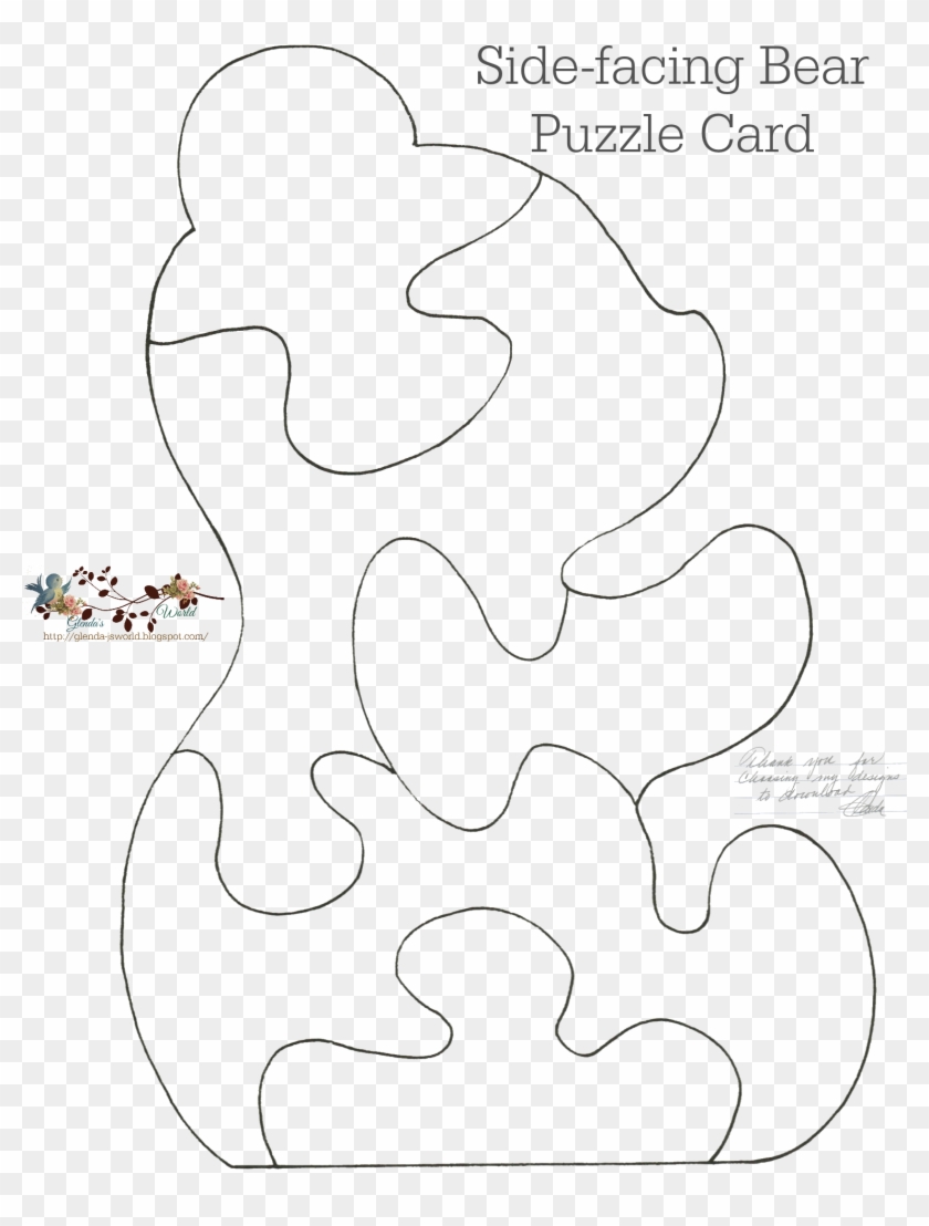 Отображается Файл "side Facing Bear Puzzle Card Template - Free Puzzle Card Templates Clipart #2815261