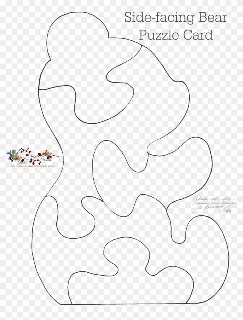 Отображается Файл "side Facing Bear Puzzle Card Template - Free Puzzle Card Templates Clipart