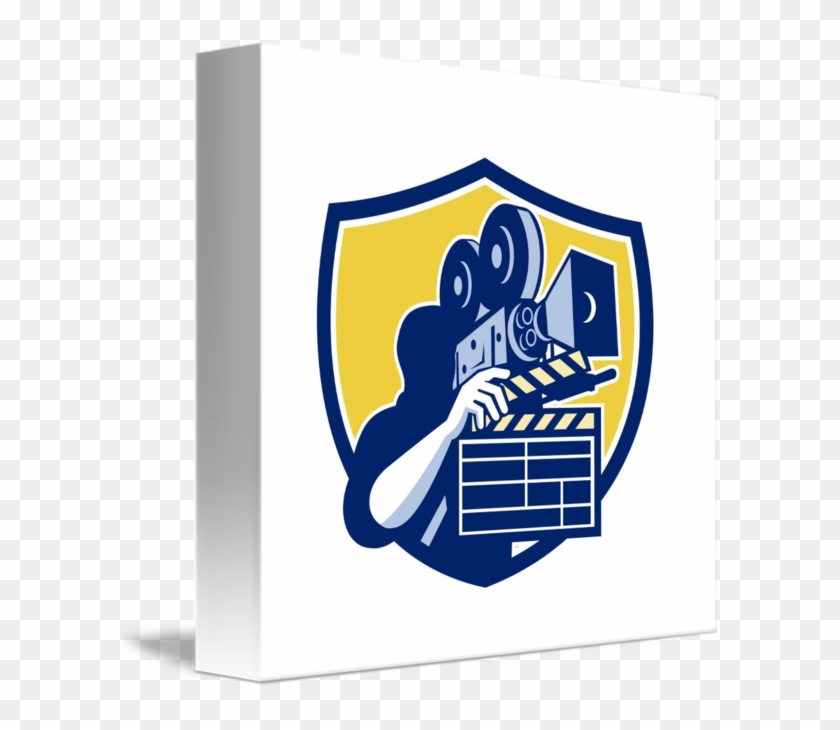 Cameraman Vintage Movie Camera Clapboard Shield Re - Clapperboard Clipart #2815825