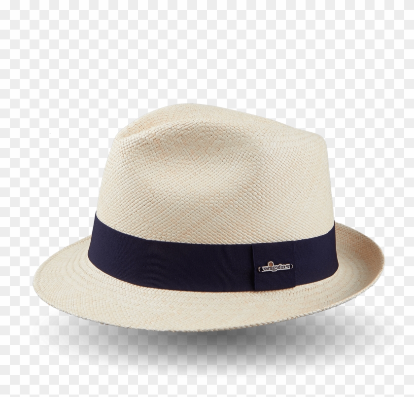Wigéns Handwoven Trilby Panama Hat Navy Ribbon Small - Fedora Clipart