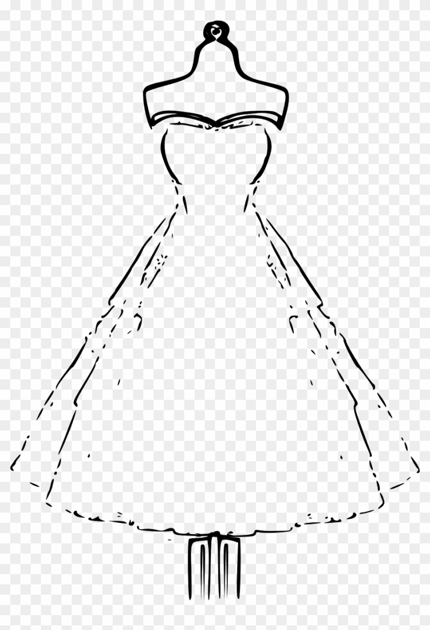 Bridal Dress Mannequin Wedding Png Image - Black And White Dresses Cartoon Clipart #2816365