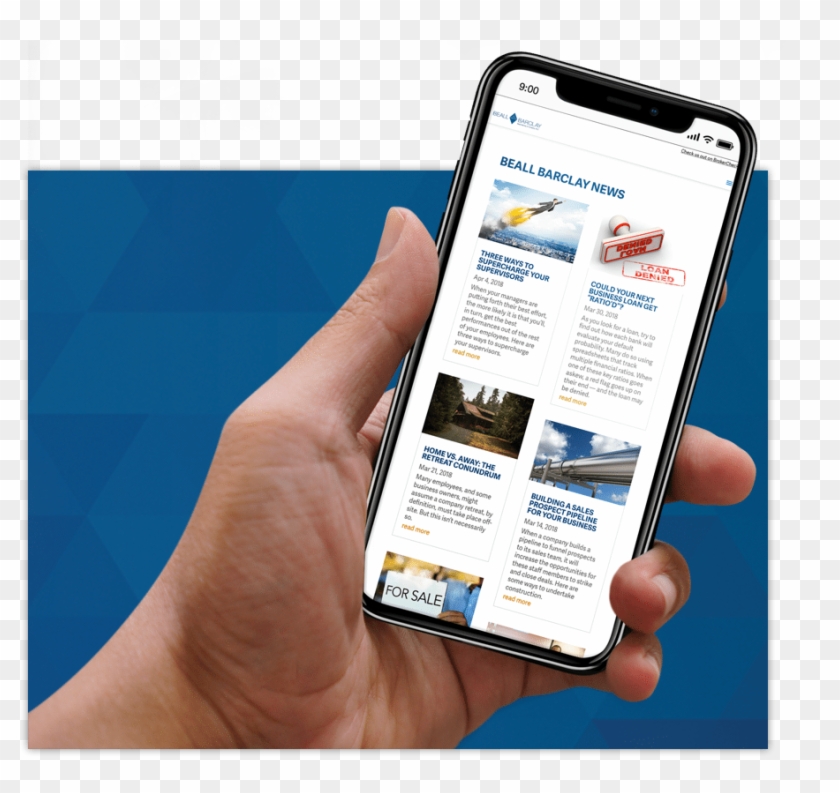 Man's Hand Holding A Cell Phone With The Beall Barclay - Mobile Phone Clipart