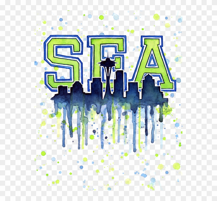 Clip Transparent Download Seattle Watercolor - Seahawks 12th Man - Png Download #2818877