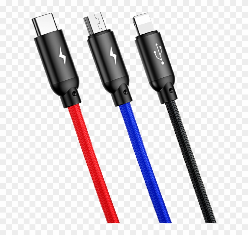 Baseus 3 In 1 Micro Typec 8pin Lightning - Electrical Cable Clipart #2819395