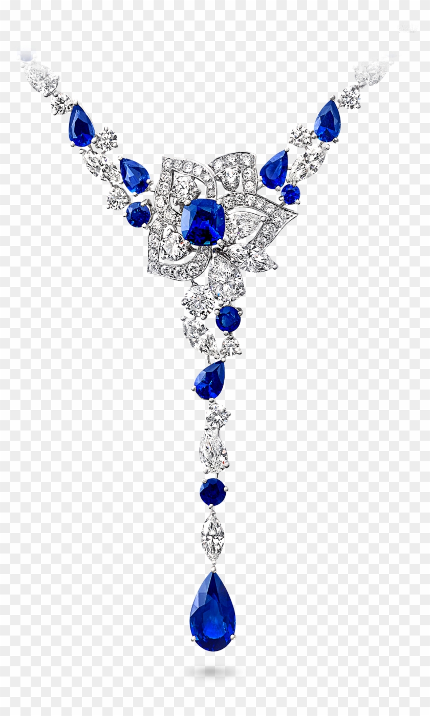 A Graff Peony Motif Sapphire And Diamond Necklace - Graff Peony Necklace Clipart #2829257