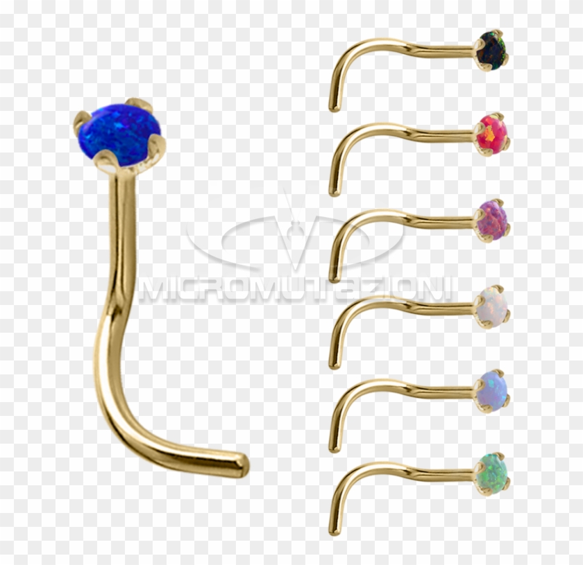 18k Gold Prong Set Opal Nose Stud Nose Studs & Rings - Earrings Clipart #2829434