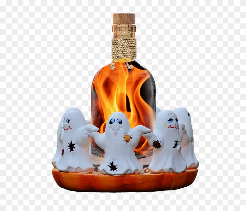 Halloween, Ghosts, Ghost, Bottle, Fire Water, Flame - Ghost Bottle For Halloween Clipart