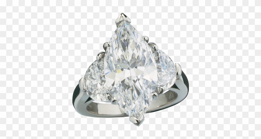 Brilliant White Marquis Cut Diamond With Half Moon - Marquise With Side Stones Clipart #2830514