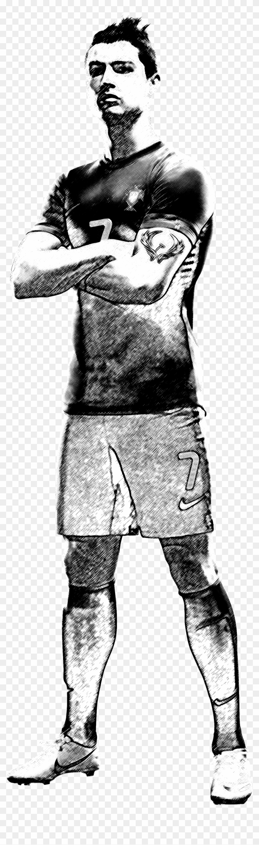 Charcoal Cristiano Ronaldo Portrait Painting Drawing - Ronaldo Black And White Png Clipart