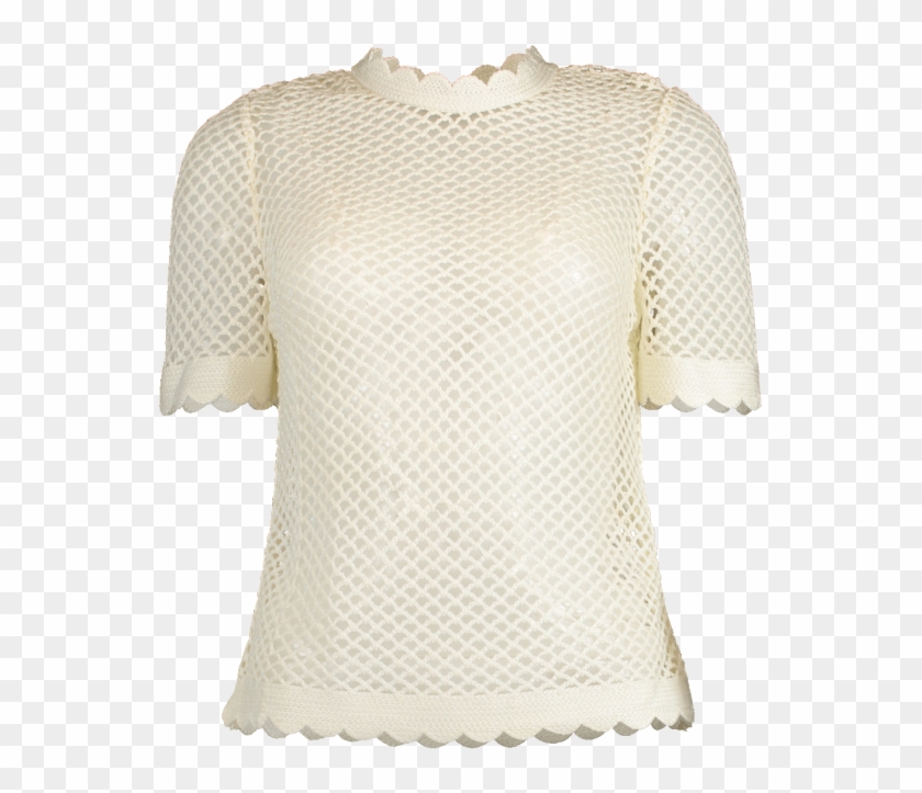 Self-portrait Fishnet Crochet Lace Top In White - Blouse Clipart #2832328