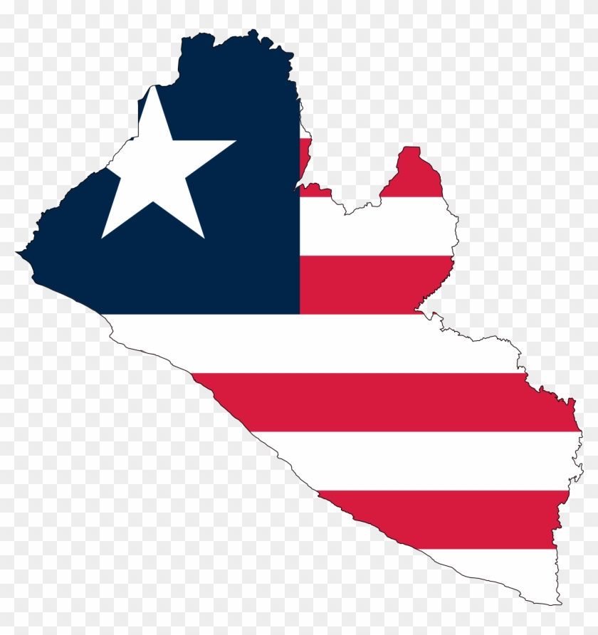 Flag Map , - Liberia Flag Map Clipart