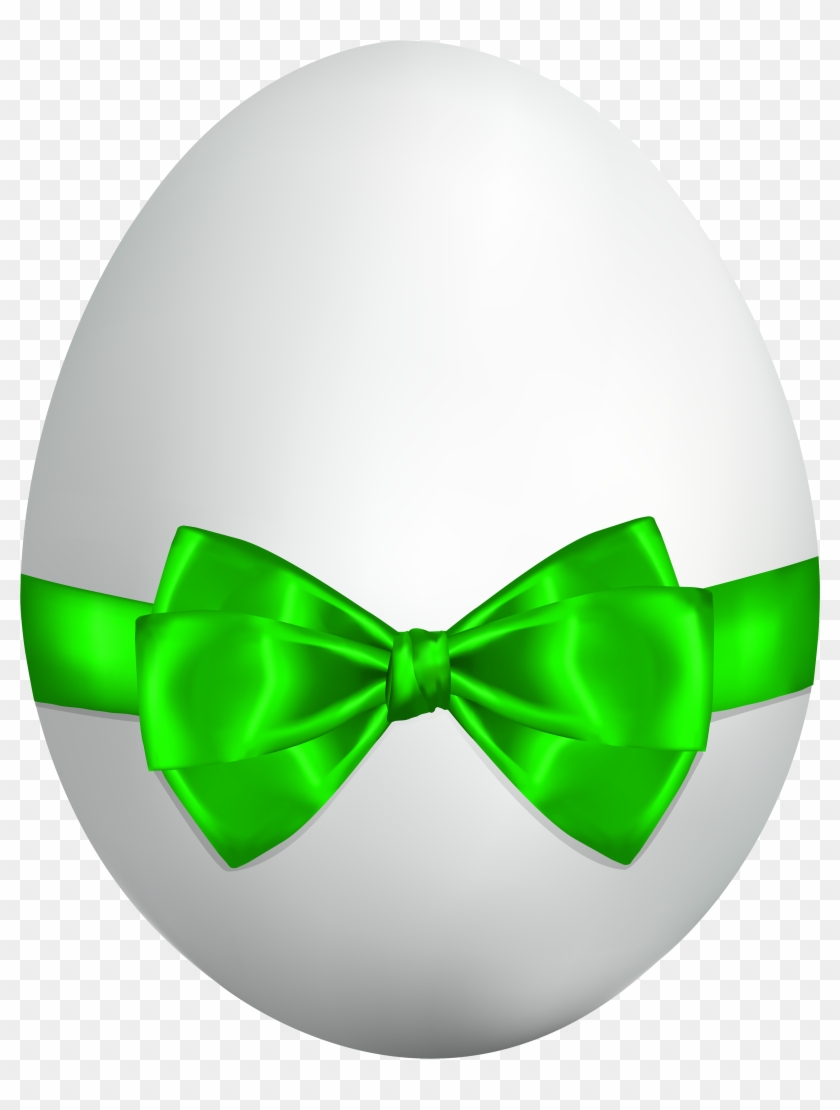 White Easter Egg With Green Bow Png Clip Art Image - Blue Easter Egg Png Transparent Png #2832887