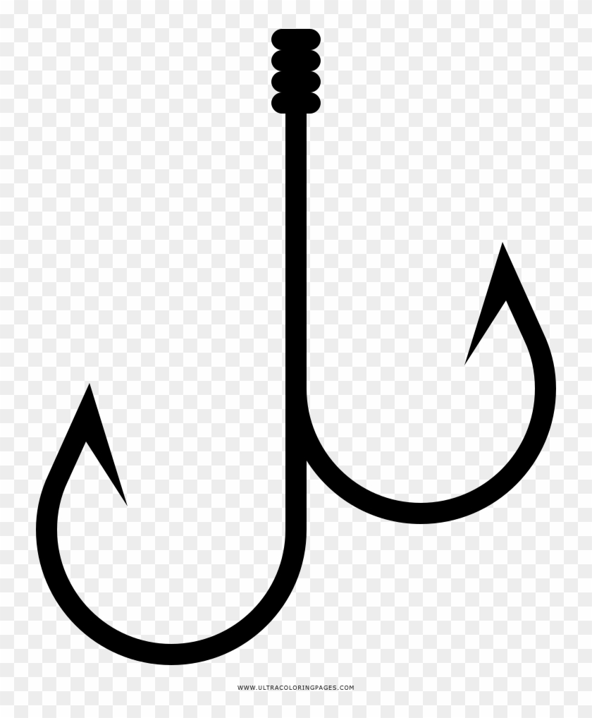 Fish Hook Coloring Page Clipart