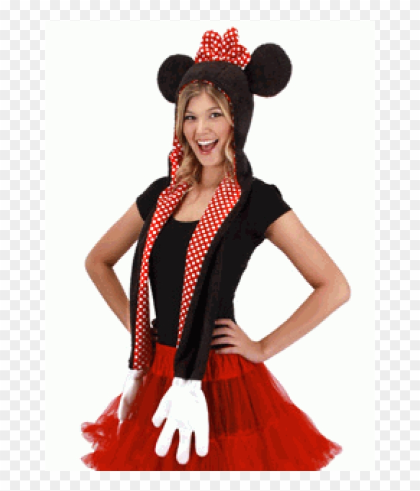 Disney Minnie Mouse Hoodie Scarf With Mittens At Cosplay - Minnie Mouse Adult Cute Costume Clipart