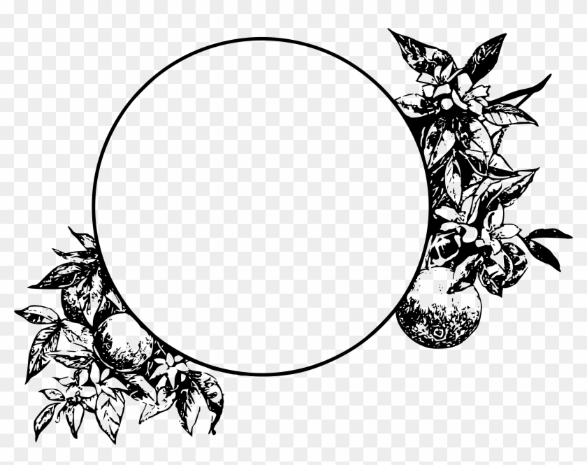 Leaf Drawing Circle For Free Download Png Leaf Circle - Design Border Png Black And White Clipart #2833367