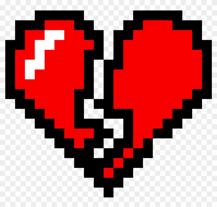 Brokenheart - Black Heart Pixel Art Clipart #2834540