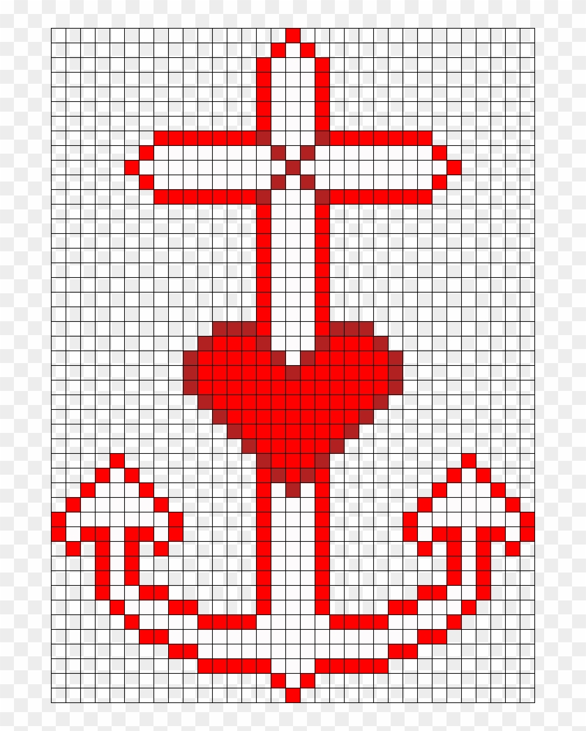 Sleeping With Sirens Heart Anchor Perler Bead Pattern - Anchor Perler Bead Pattern Clipart
